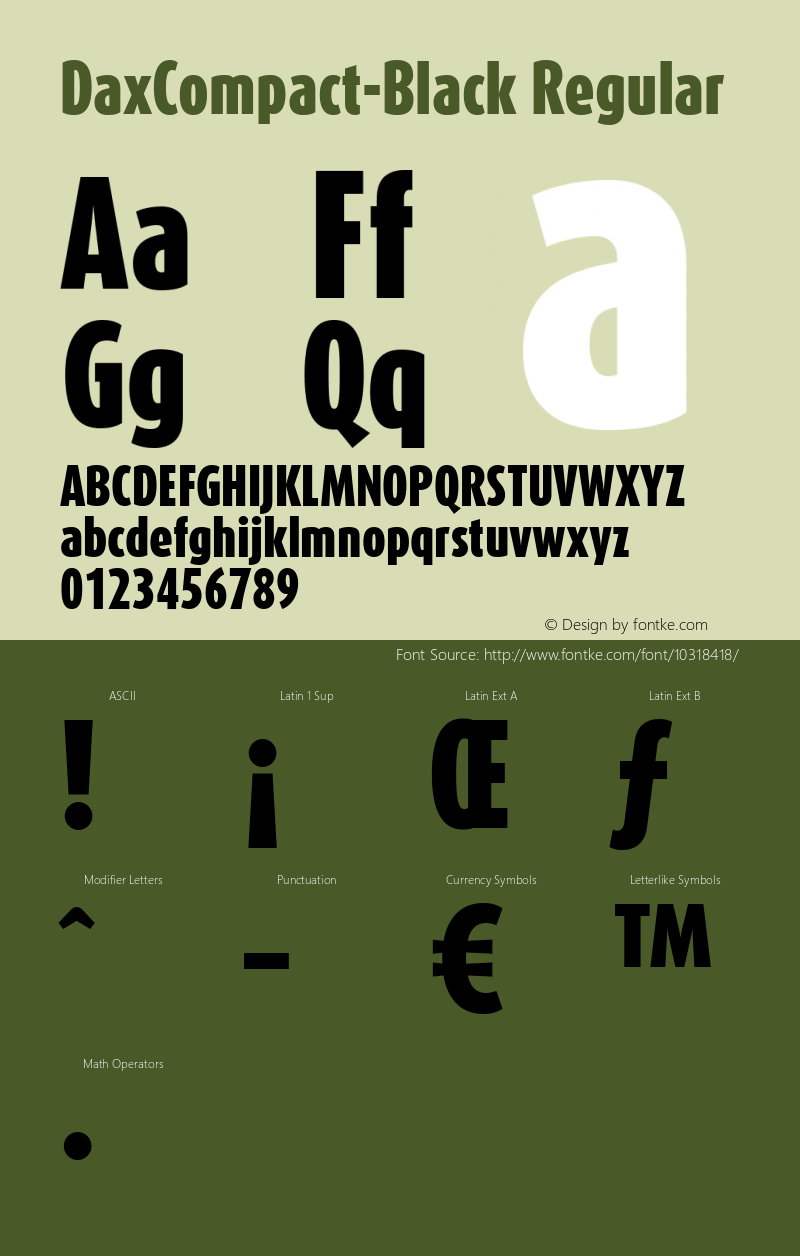 DaxCompact-Black Regular Version 4.460 Font Sample