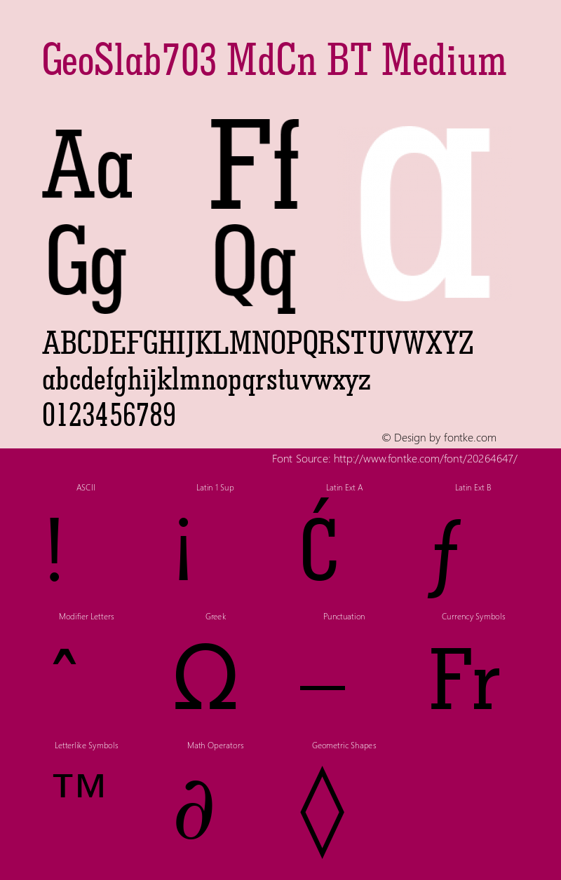 GeoSlab703 MdCn BT Medium mfgpctt-v4.4 Jan 4 1999 Font Sample