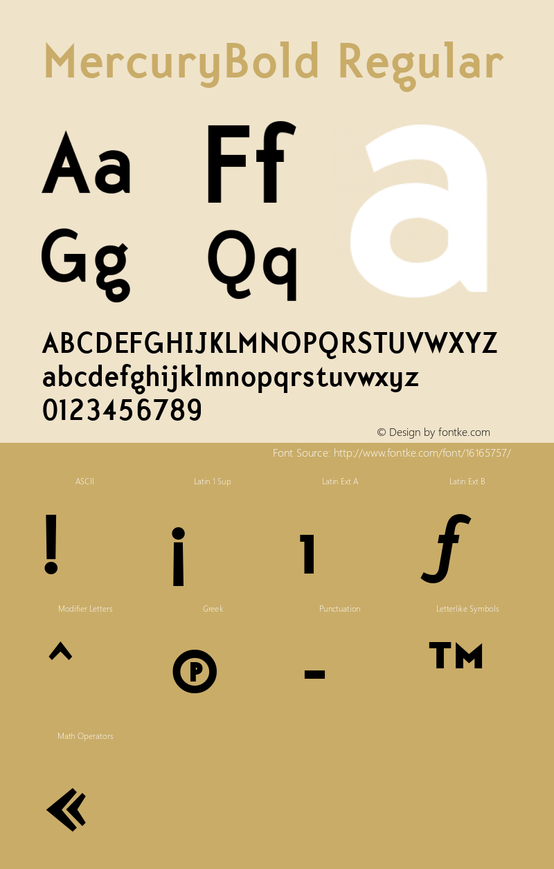 MercuryBold Regular Version 4.10 Font Sample