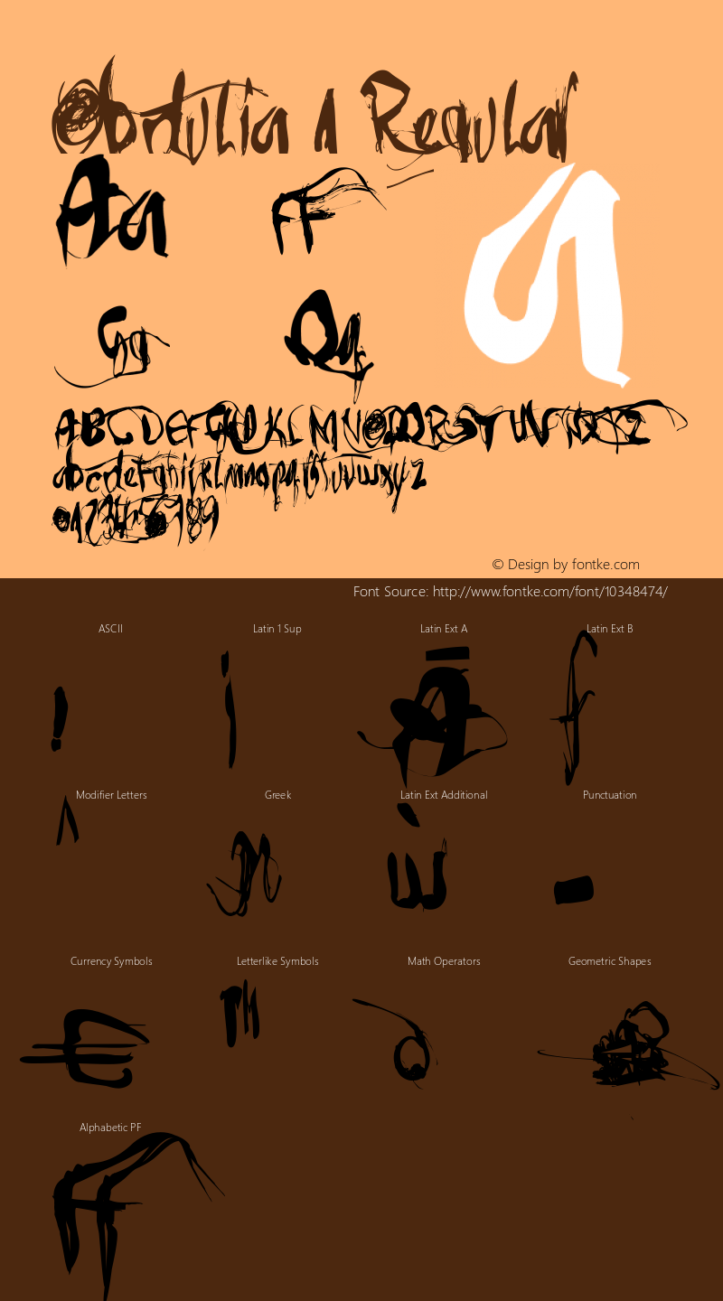 Obdulia 1 Regular Version 1.000 2008 initial release Font Sample