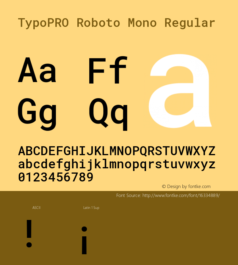 TypoPRO Roboto Mono Regular Version 2.000985; 2015; ttfautohint (v1.3) Font Sample