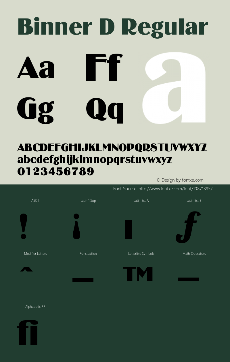 Binner D Regular Version 001.005 Font Sample