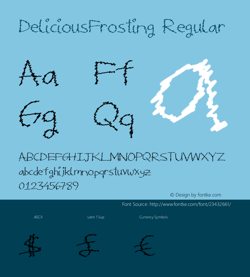DeliciousFrosting Version 1.00 July 14, 2014, initial release Font Sample