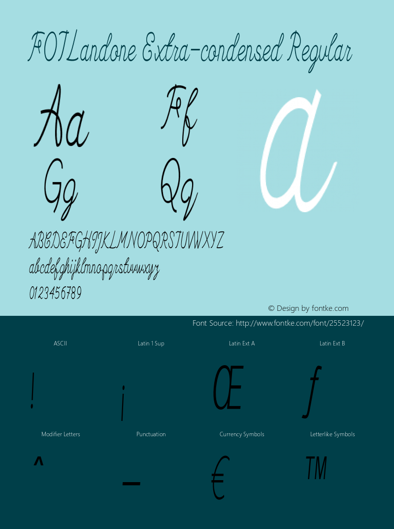 FOTLandone-ExtracondensedRegular Version 1.000 Font Sample