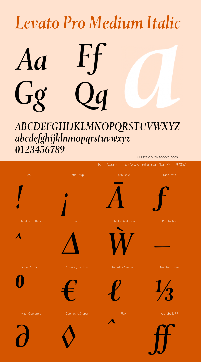 Levato Pro Medium Italic Version 1.00 Font Sample