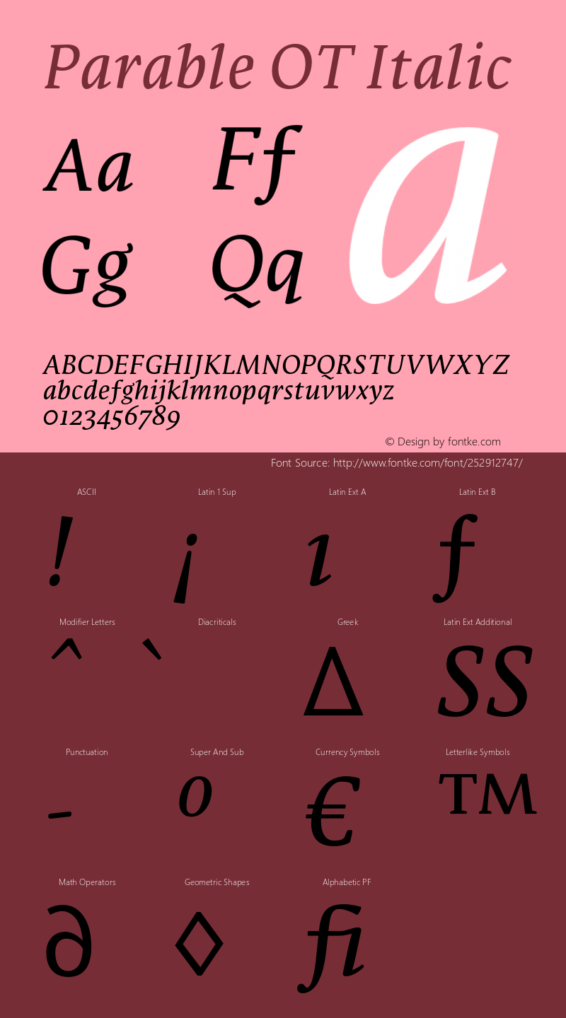 Parable OT Italic Version 7.600图片样张