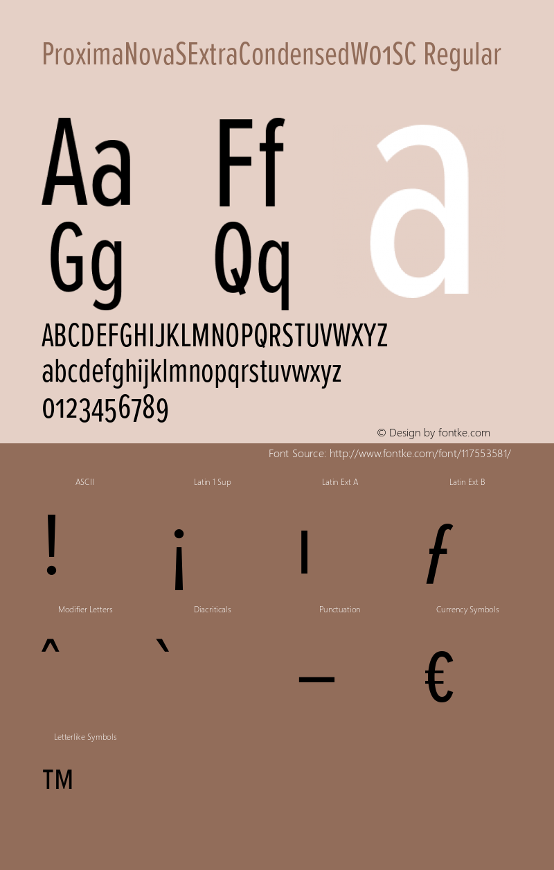 ProximaNovaSExtraCondensedW01SC Version 3.50 Font Sample