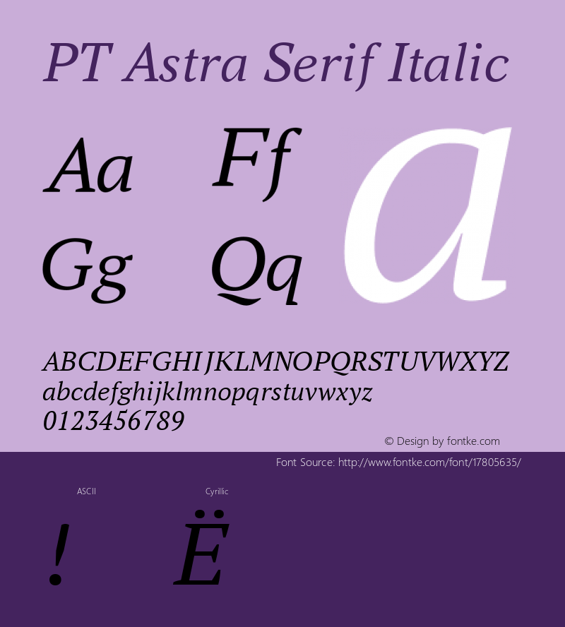 PT Astra Serif Italic Version 1.001; ttfautohint (v1.4.1) Font Sample