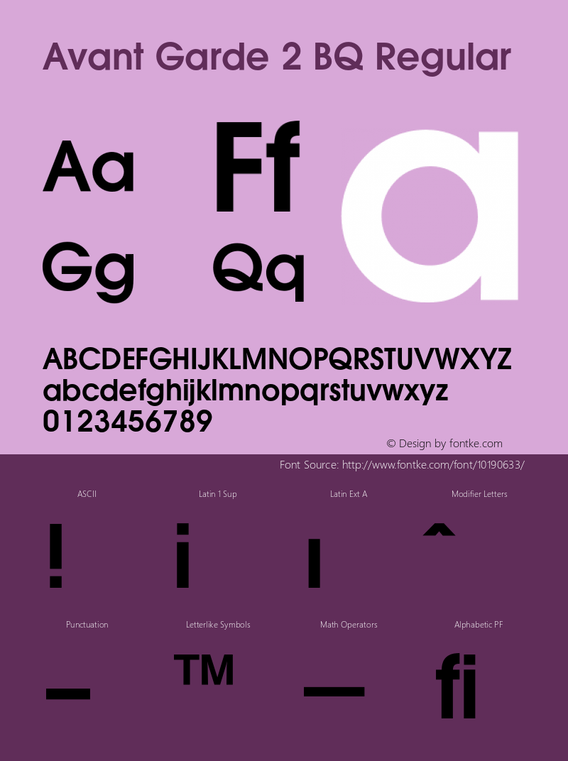 Avant Garde 2 BQ Regular 001.000 Font Sample