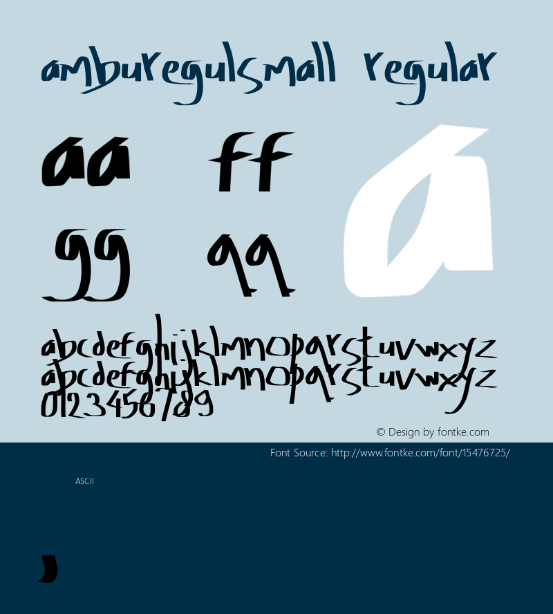 AmburegulSmall Regular Version 001.000 rev.2 Font Sample