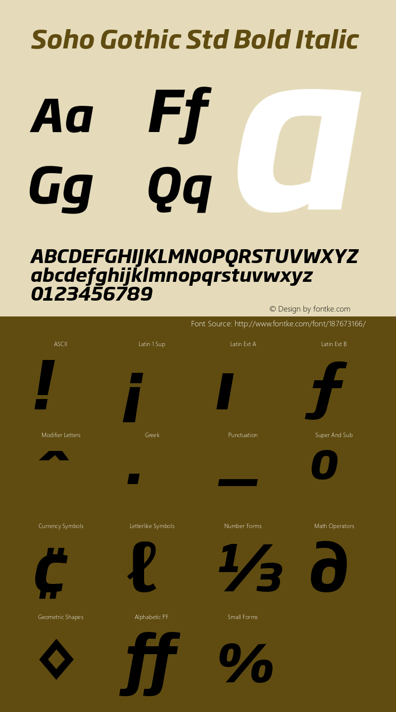 Soho Gothic Std Bold Italic Version 1.20图片样张