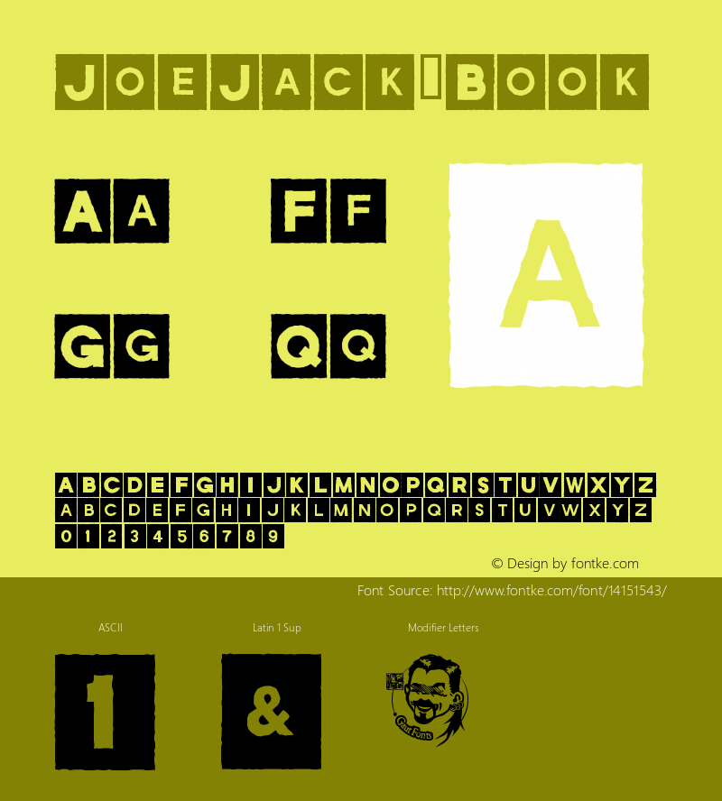 JoeJack Book Version Macromedia Fontograp Font Sample