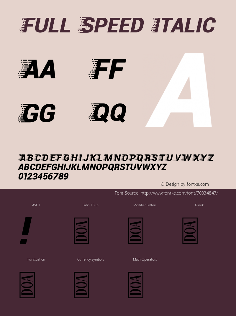 Full Speed Italic Version 1.00;July 17, 2020;FontCreator 11.5.0.2422 64-bit Font Sample