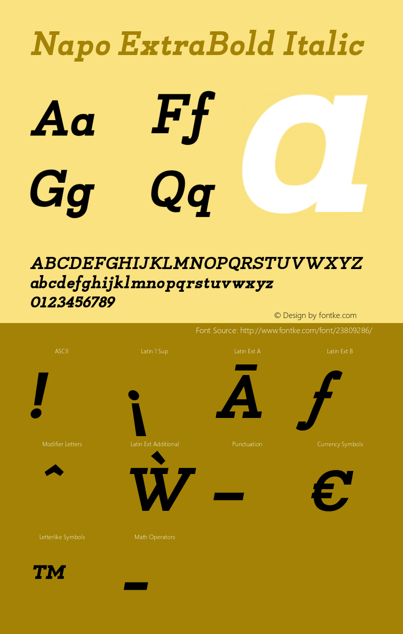 Napo ExtraBold Italic Version 1.000 Font Sample