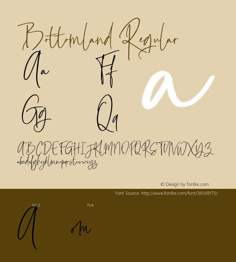 Bottomland  Font Sample