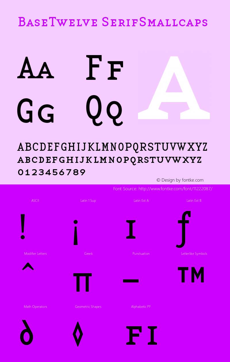 BaseTwelve SerifSmallcaps Version 001.000 Font Sample