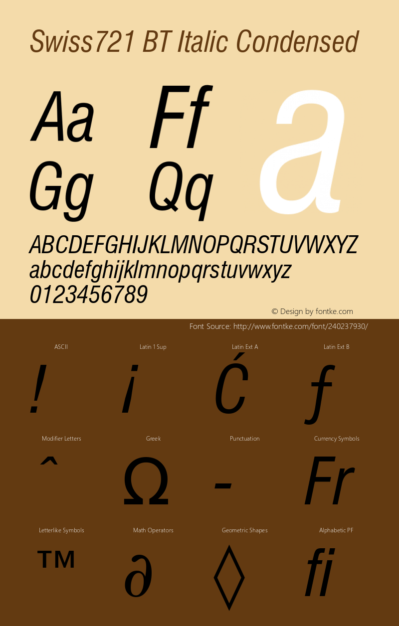 Swiss721 Cn BT Italic Version 5.0图片样张