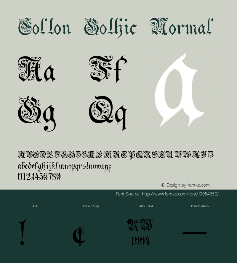 Colton Gothic Normal 1.0 Sun Sep 18 22:35:40 1994 Font Sample