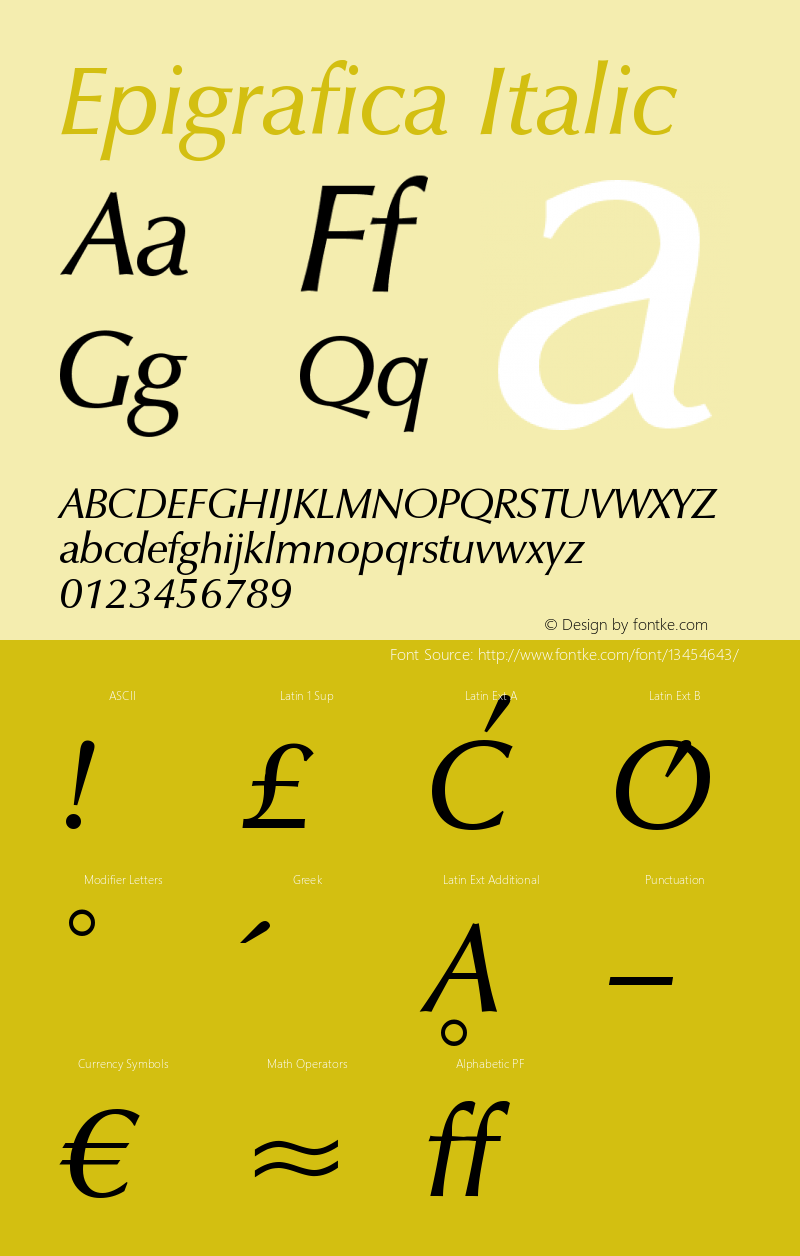 Epigrafica Italic Version 1.00 Font Sample