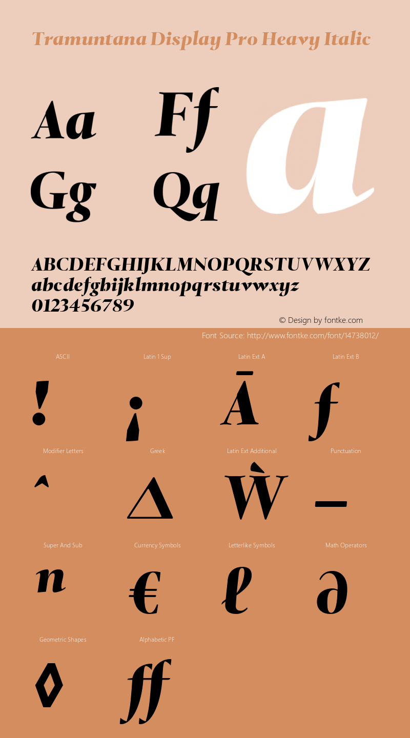 Tramuntana Display Pro Heavy Italic Version 2.000 Font Sample