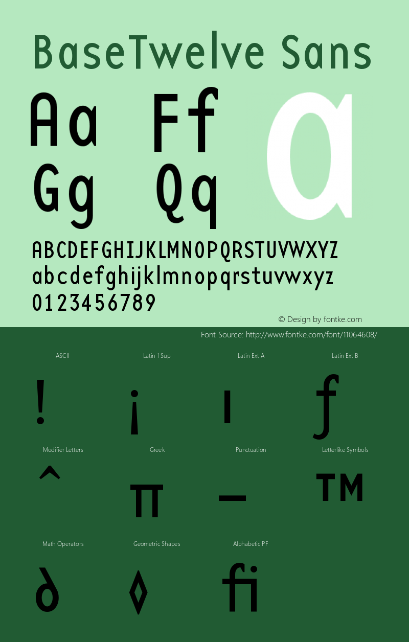 BaseTwelve Sans Version 001.000 Font Sample