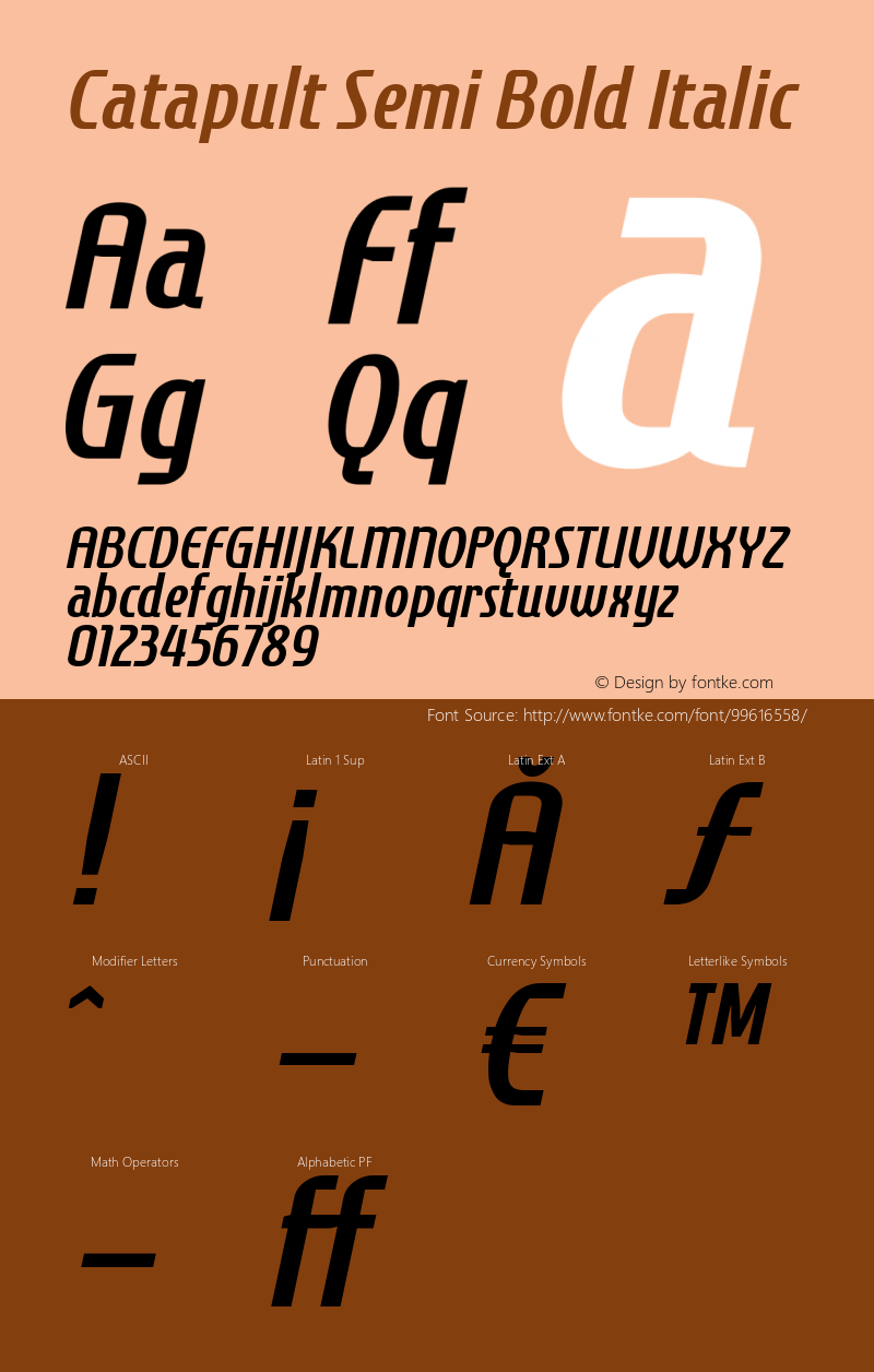 Catapult Semi Bold Italic 1 Font Sample