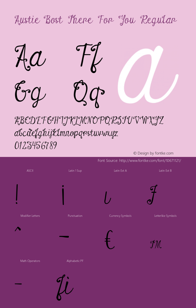 Austie Bost There For You Regular Version 1.000 Font Sample