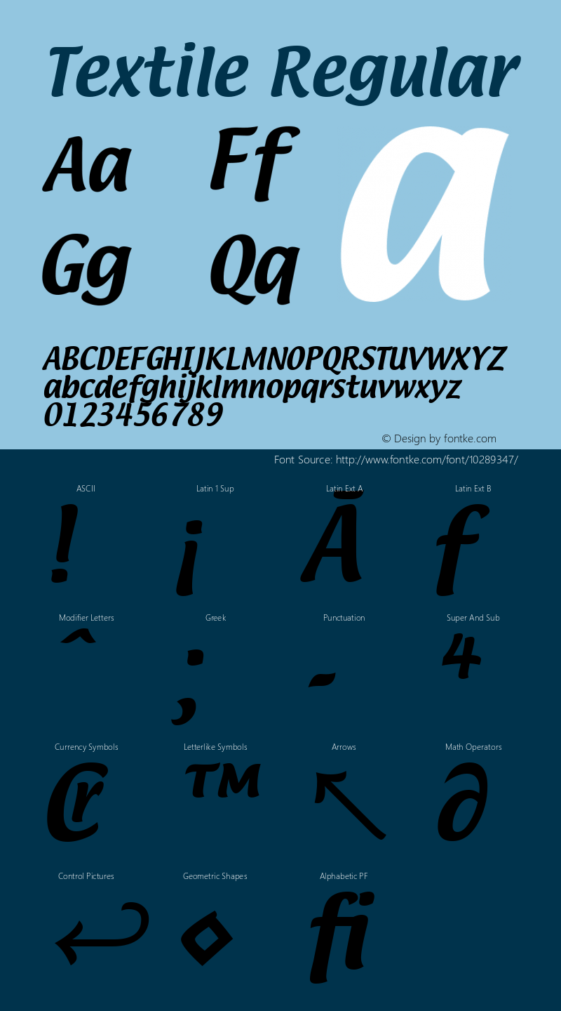 Textile Regular 3.1.3b3 Font Sample