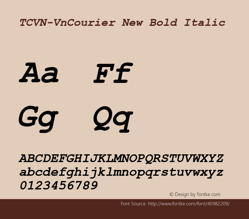 TCVN-VnCourier New Bold Italic MS core font:v1.00 Font Sample