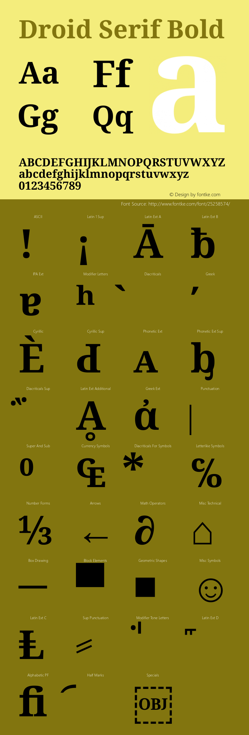 Droid Serif Bold Version 1.03 Font Sample