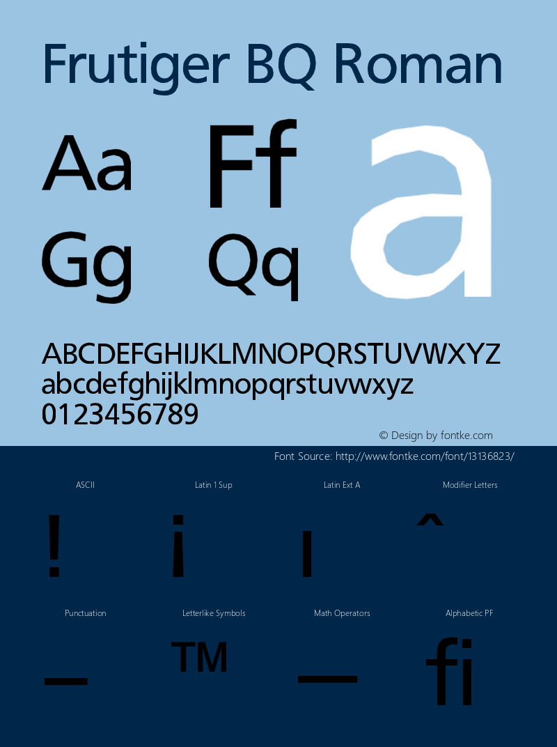 Frutiger BQ Roman Version 001.000 Font Sample