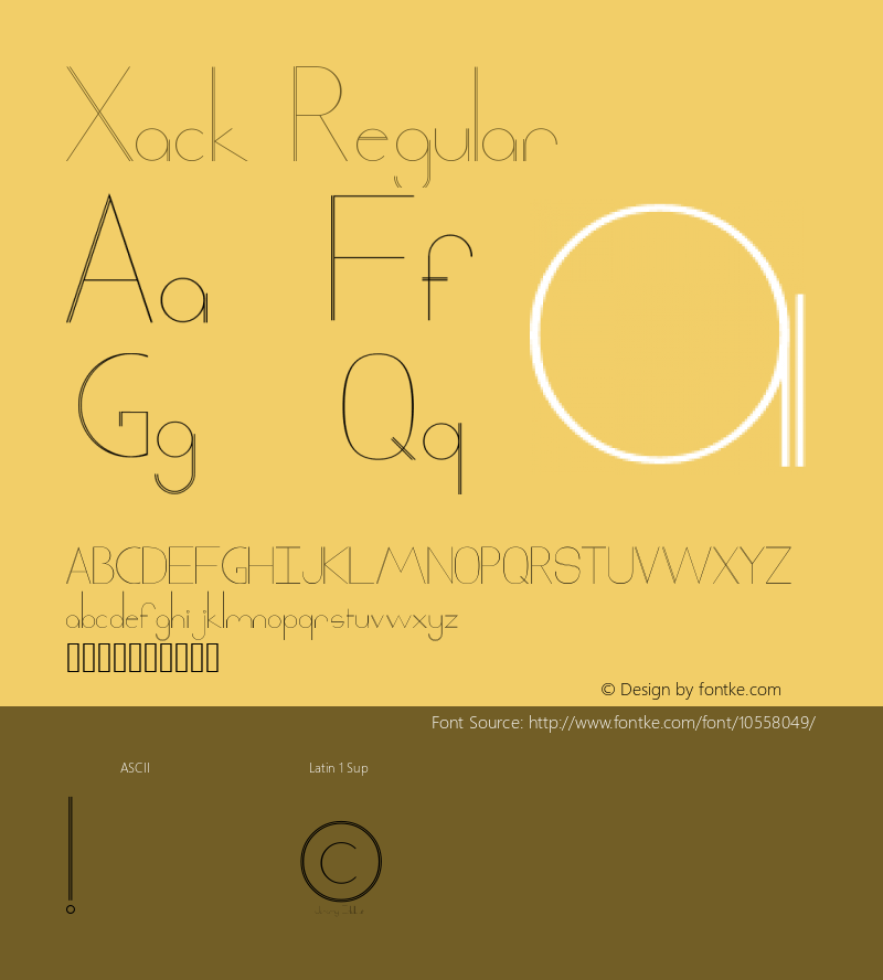 Xack Regular Version 001.000 Font Sample