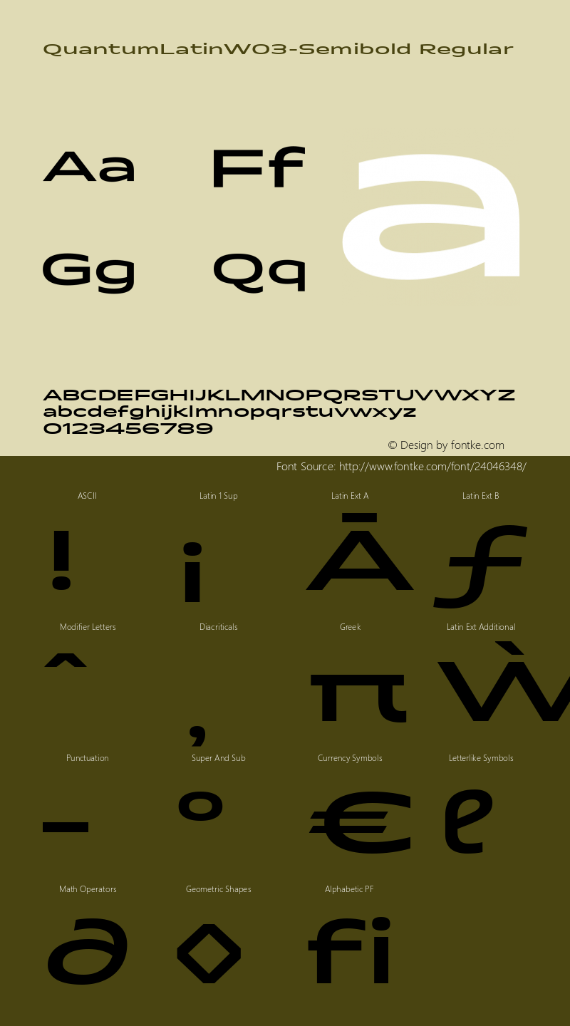 Quantum Latin W03 Semibold Version 1.00 Font Sample