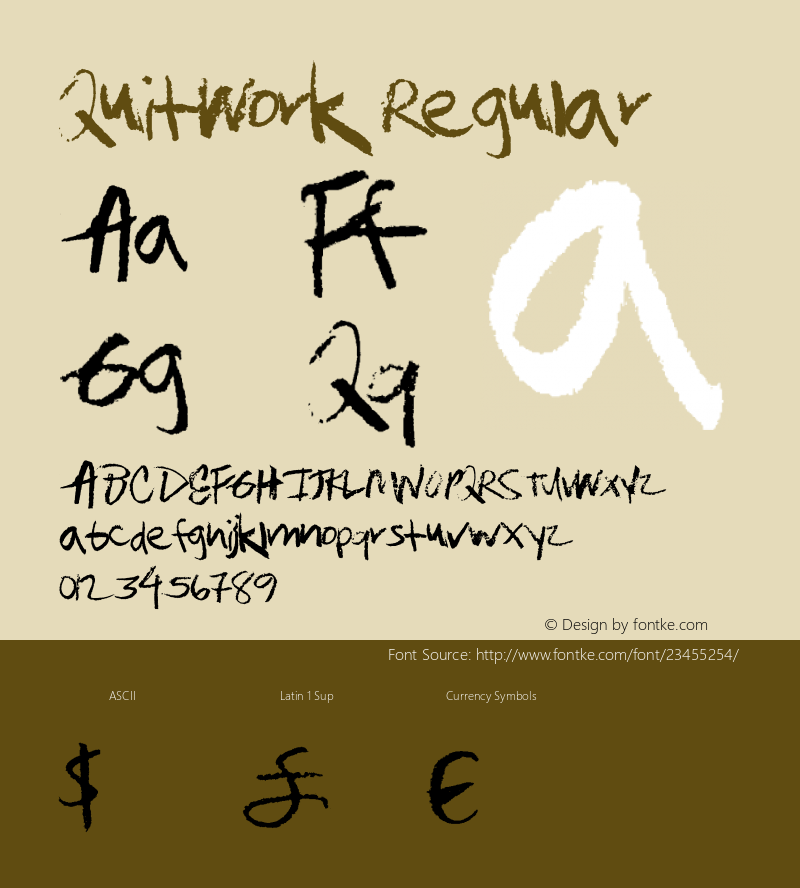 QuitWork Version 1.00 July 20, 2014, initial release Font Sample
