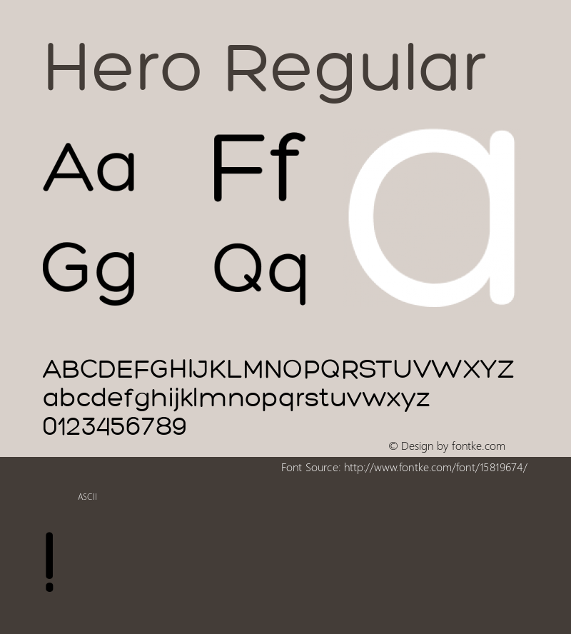 Hero Regular Version 001.000; ttfautohint (v1.4.1) Font Sample