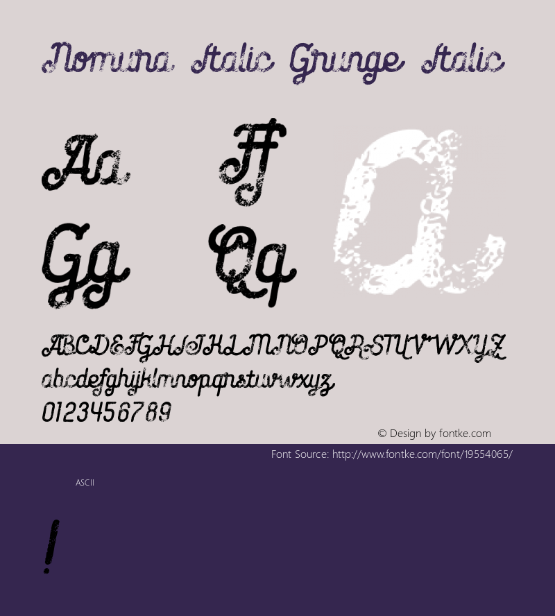 NomuraItalicGrunge-Italic Version 1.000 Font Sample