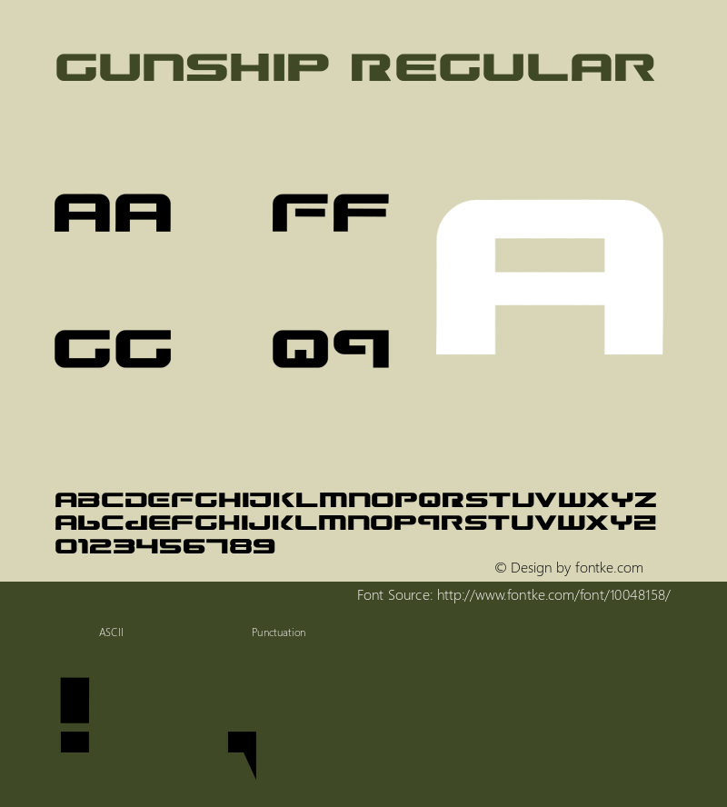 Gunship Regular 1 Font Sample