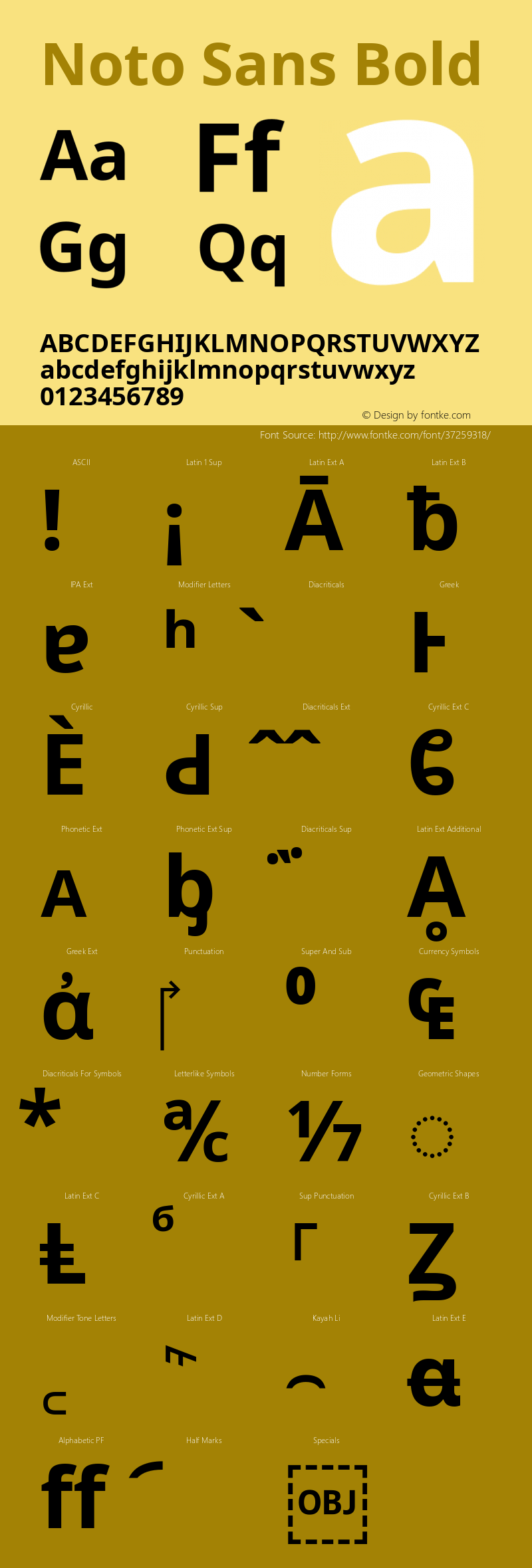 Noto Sans Bold Version 2.001; ttfautohint (v1.8.2) Font Sample