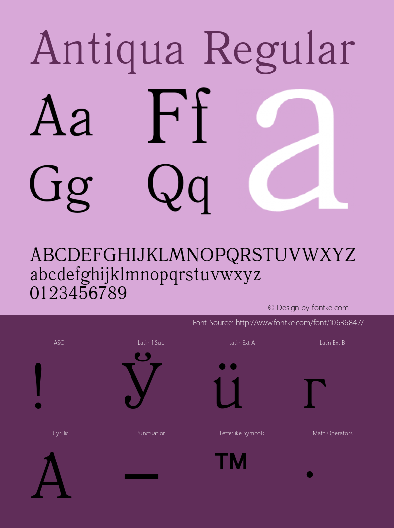 Antiqua Regular Converted from t:\ANT45___.TF1 by ALLTYPE Font Sample