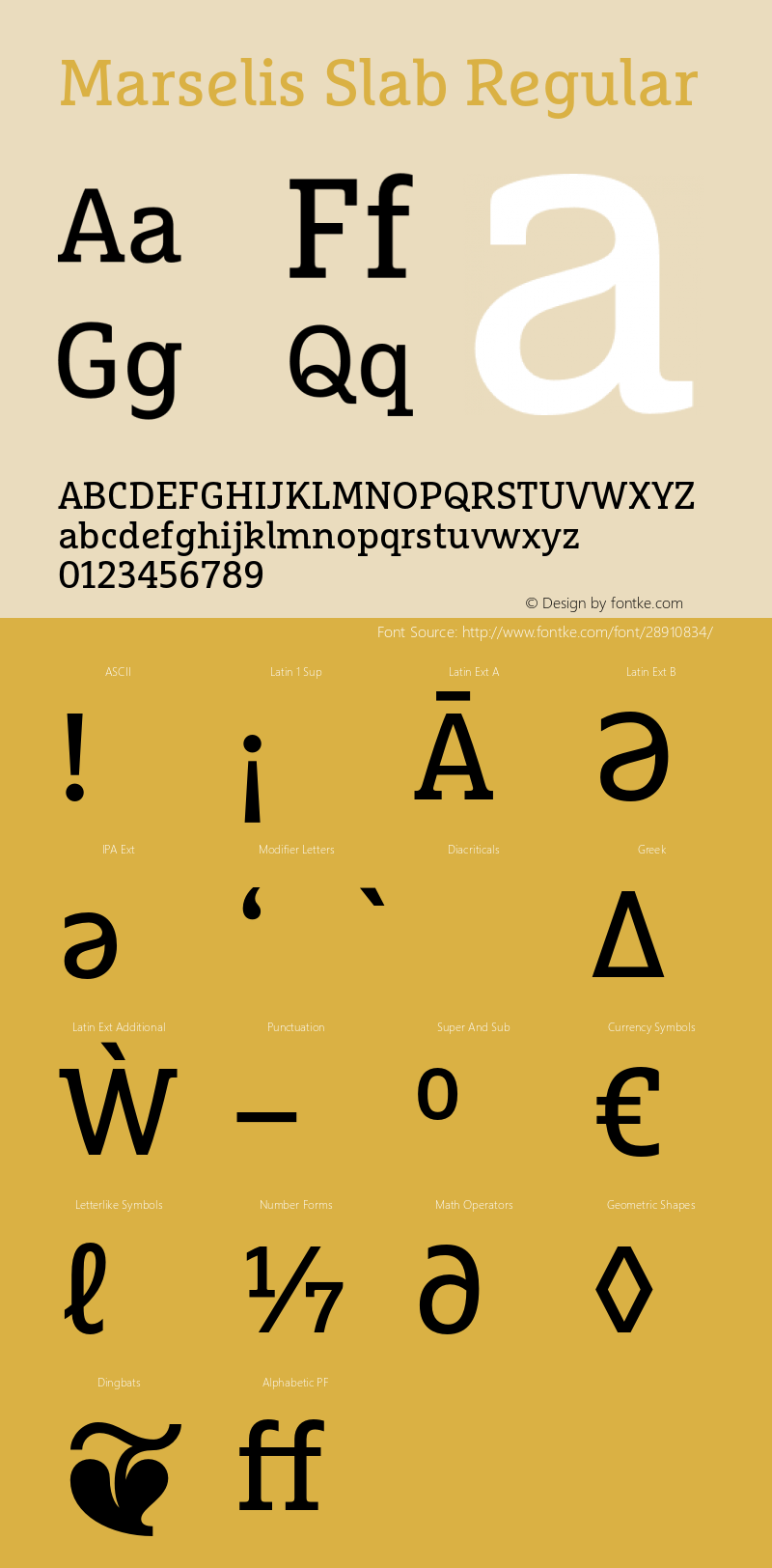 MarselisSlab-Regular Version 7.504 Font Sample