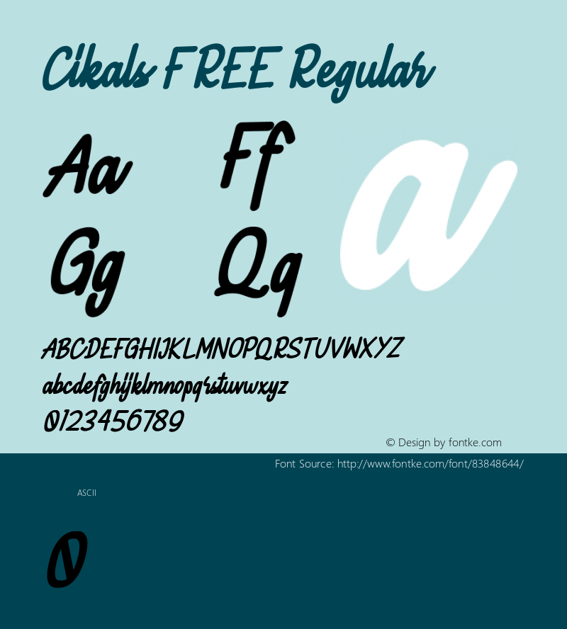 Cikals FREE Version 1.000 Font Sample