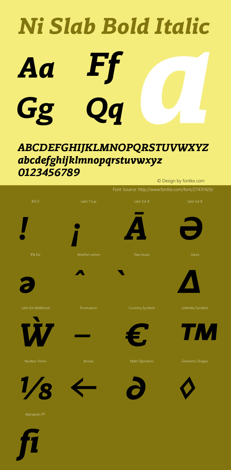 Ni Slab Bold Italic Version 1.000;PS 001.000;hotconv 1.0.88;makeotf.lib2.5.64775 Font Sample