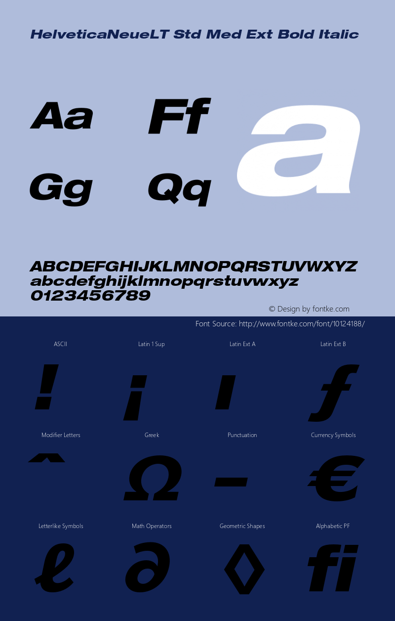 HelveticaNeueLT Std Med Ext Bold Italic OTF 1.029;PS 001.000;Core 1.0.33;makeotf.lib1.4.1585 Font Sample