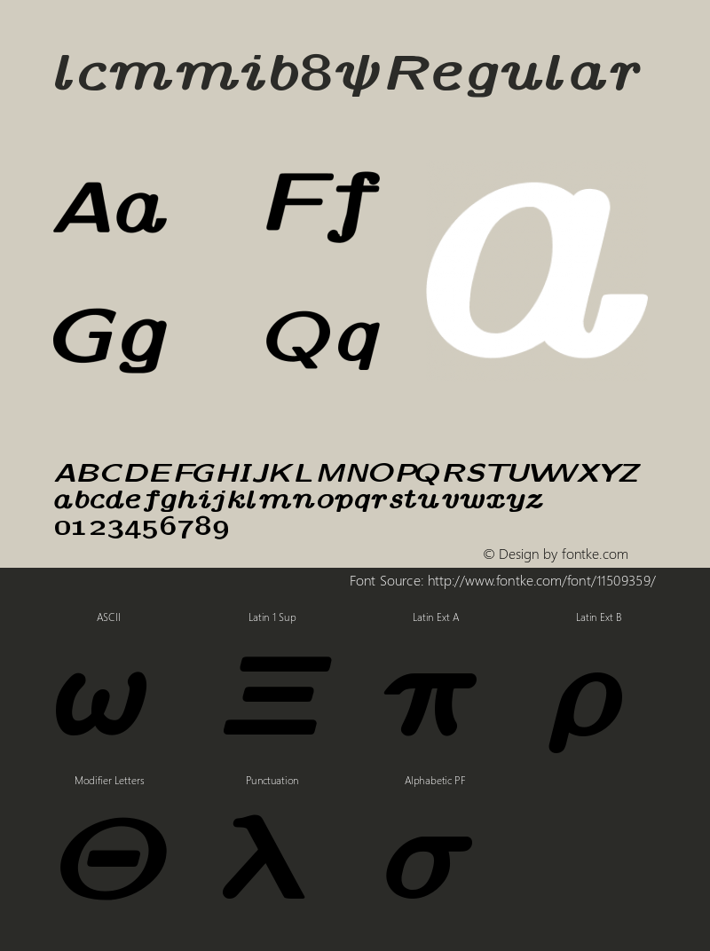 lcmmib8 Regular Version 001.001 Font Sample