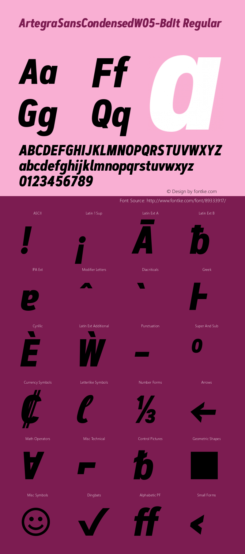 Artegra Sans Condensed W05 BdIt Version 1.004 Font Sample