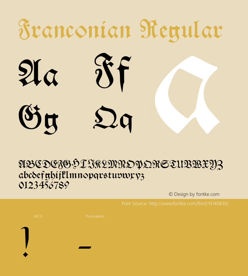 Franconian Regular Macromedia Fontographer 4.1 26/04/2005 Font Sample