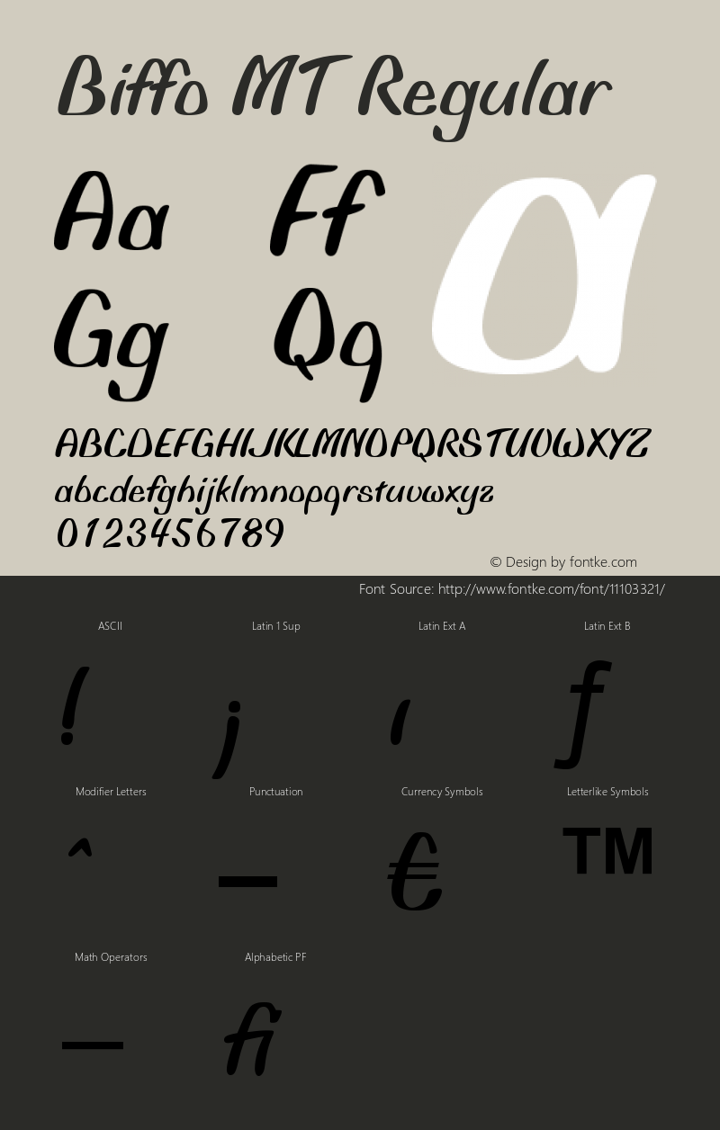 Biffo MT Regular Version 001.001 Font Sample