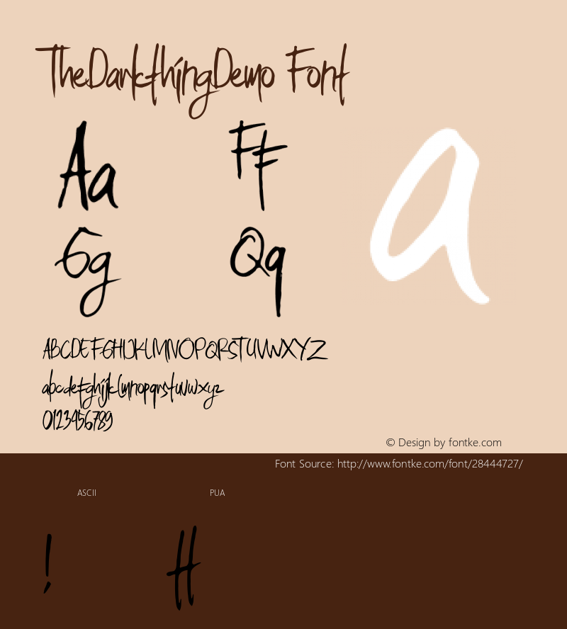 TheDarkthingDemoFont Version 01.00 Font Sample