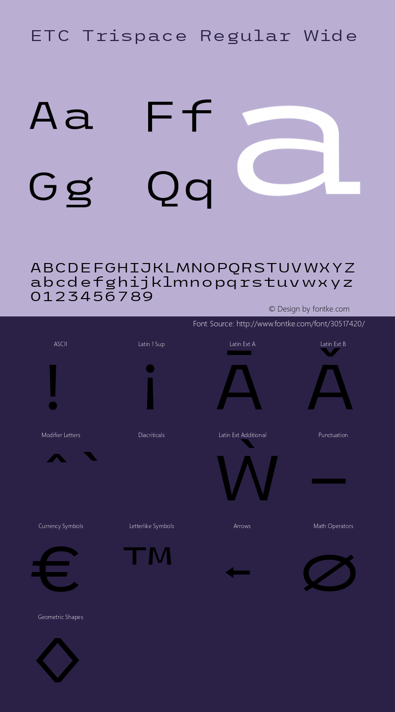 ETC Trispace Regular Wide Version 1.400 Font Sample