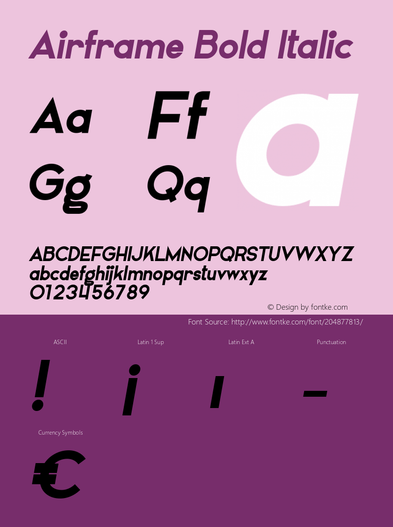 Airframe Bold Italic Version 1.001;Fontself Maker 3.5.4图片样张